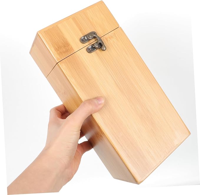 STOBAZA Bamboo Utensil Organizer for Kitchen Drawers Outdoor Camping Cutlery Storage Box Drain Holder Multi-Function Silverware Storage Case for Home and Travel