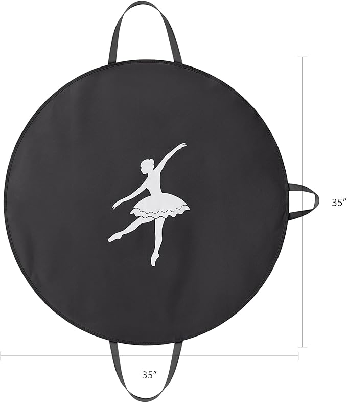 KEEGH Girls Tutu Garment Bag 35 Inch Ballet Tutu Bag, Foldable Dance Costume Garment Bag for Hanging Clothes, Pancake Dance Bag for Dancers with Handle Strap for Travel or Storage, Black