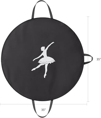 KEEGH Girls Tutu Garment Bag 35 Inch Ballet Tutu Bag, Foldable Dance Costume Garment Bag for Hanging Clothes, Pancake Dance Bag for Dancers with Handle Strap for Travel or Storage, Black