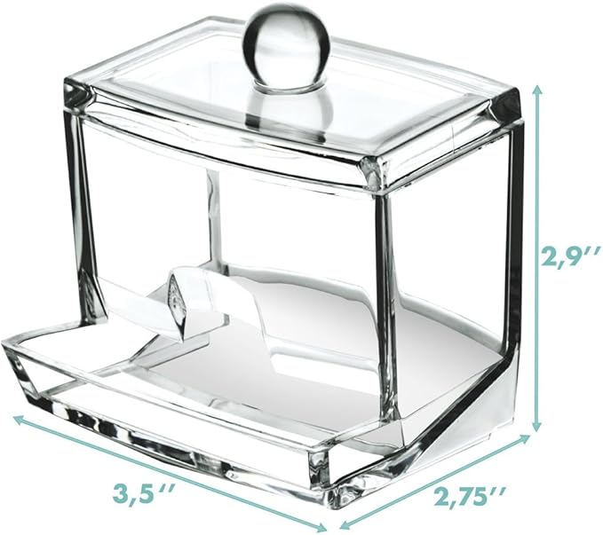 Sooyee Qtip Holder Restroom Organizer,Acrylic Q Tip Storage Organizer,Cotton Swab Holder,Qtip Dispenser,Clear