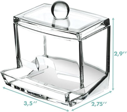 Sooyee Qtip Holder Restroom Organizer,Acrylic Q Tip Storage Organizer,Cotton Swab Holder,Qtip Dispenser,Clear