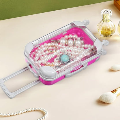 Unomor 4Pcs Mini Suitcase Eyelash Storage Box Portable Travel Makeup Case Compact Cosmetic Organizer for False Lashes and Small Accessories 6.49X3.34X1.96In