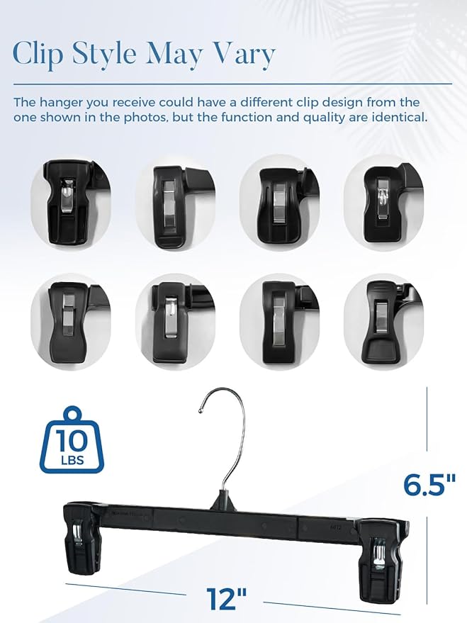 Smartor Pants Hangers - 30 Pack, Black Clips Hangers with 360° Hooks, Shorts Hanger with Strong Clamps, Dress, Heavy Duty as Trousers, Skirt, Jeans, Towel and Bottom Clothes -12 Inch