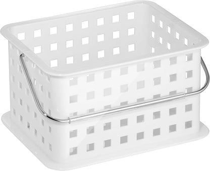 iDesign Portable Shower Caddy Basket with Handle for College Dorm or Bathroom - White - Made in USA