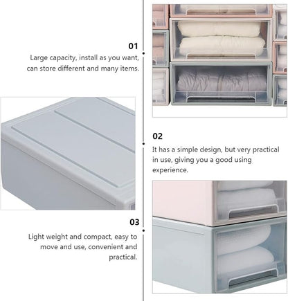 OSALADI Stackable Transparent Plastic Storage Box for Clothes and Shoes Lightweight Multi-purpose Drawer Organizer for Bedroom and Home Light Blue Container