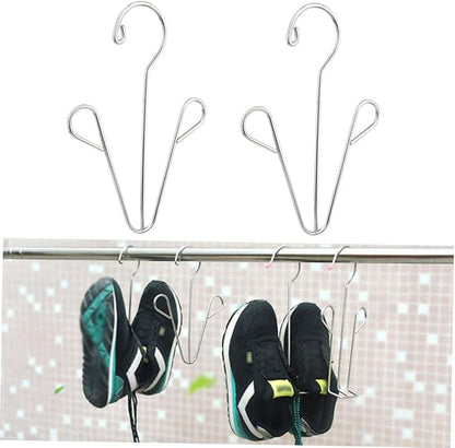 Zerodeko 6pcs Stainless Steel Shoe Drying Rack Easy to Use Organizer for Boots and Shoes Space-Saving Hanging Shelf Silver Finish for Home Entryway
