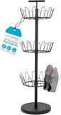 Internet's Best 3 Tier Metal Shoe Tree | Black Finish | 18-Pair Shoe Organization | Free Standing Tower Weighted Base