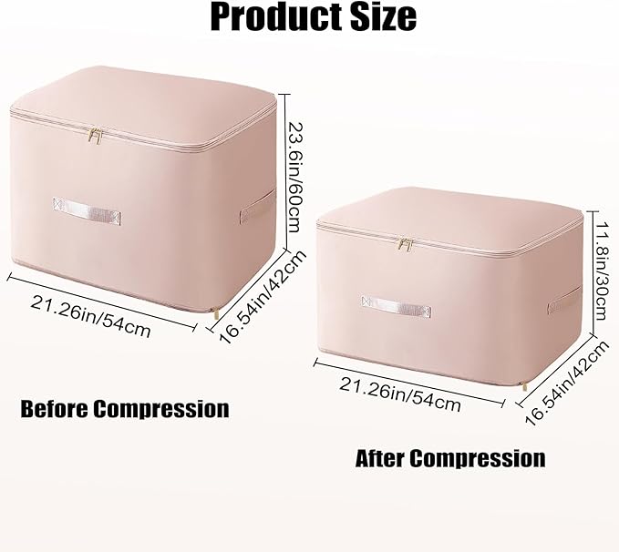 Ultra Space Saving Self Compression Storage Bags for Organizer, Large Heavy Duty College Moving Bags, Travel Packing Organizers Storage Tote for Clothes Comforters,Blankets,Bedding (Pink,XL)