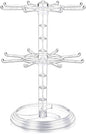 Rotating Jewelry Stand, 2 Tier Necklace Holder Bracelet Hanging Organizer Keychain Jewelry Display Stand Plastic Jewelry Rack for Malls Counter Dressing Table (Clear)