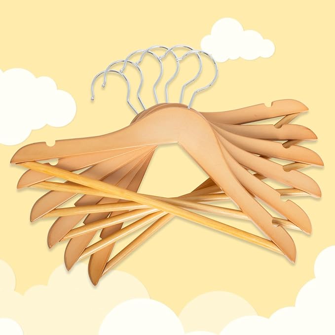 Baby Hangers, 20 Pack Natural Wooden Kids Hangers for Closet, Premium Children's Clothes Hangers with 360° Swivel Hook