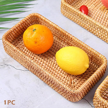 8in Rattan Bathroom Vanity Tray, Toilet Tank Basket, Bathroom Decor Box, Small Narrow Guest Towel Holder for Vanity, Countertop, Bathroom, Kitchen and Cabinet Storage(Color:Wood)