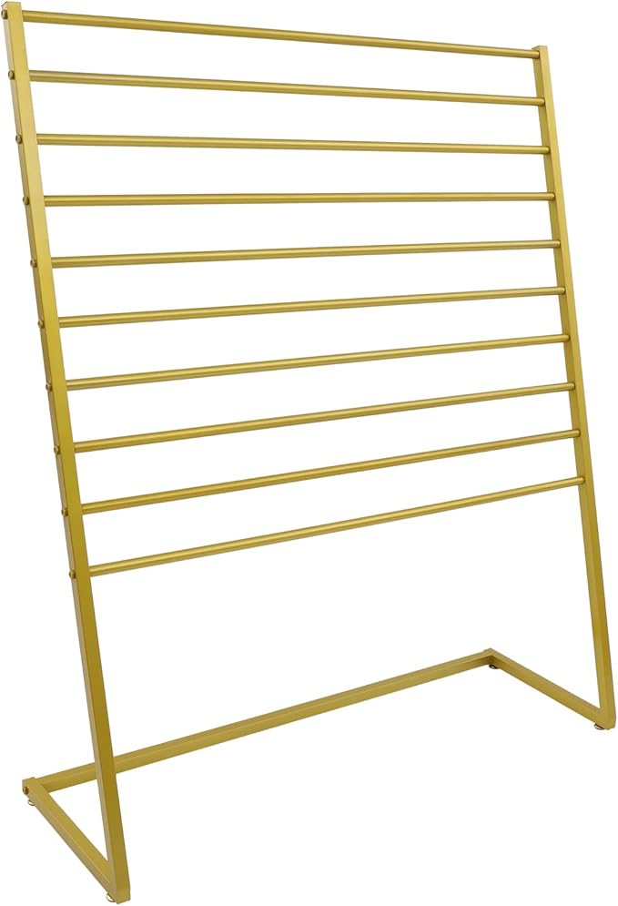 Scarf Display Stand, 10 Tier Metal Scarf Holder Organizer, Scarf Hanger Scarf Holder Scarf Organizer Belt Organizer Pants Rack Scarf Rack for Commercial Clothing Retail Store (Gold, 120cm)