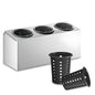 OCS Parts 3-Compartment Silverware Display Holder | Black Cylinders | Stainless Steel Kitchen Caddy Utensil Holder with Perforated Cylinders for Home Kitchens, Restaurants and Buffets