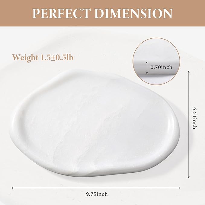 Koville Luxurious White Marble Vanity Tray, Cloud Shape Serving Stone Key Tray for Home Decor, 10" x 7" Marble Storage Trays for Bathroom, Stone Plate Holder for Perfume, Candle and Jewelry