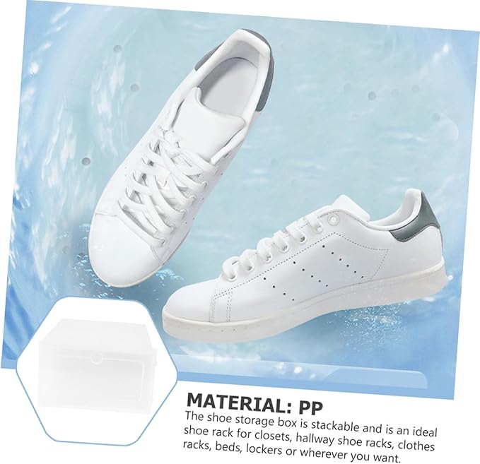 3pcs Transparent Stackable Shoe Organizer Boxes with Lid PP Material Spacious Design for Sneakers High Heels Boots Space-saving Shoe Storage