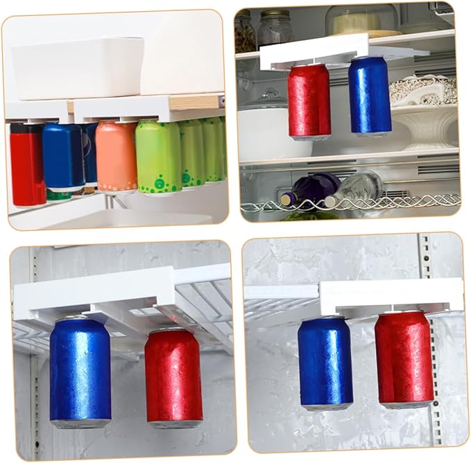 DOITOOL 2pcs Double Row Hanger Can Dispenser for Refrigerator Space-saving Drink Organizer for Diameter Cans Beverage Holder for Kitchen Cabinets and Shelves