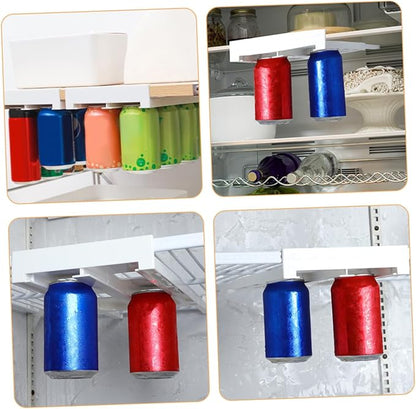 DOITOOL 2pcs Double Row Hanger Can Dispenser for Refrigerator Space-saving Drink Organizer for Diameter Cans Beverage Holder for Kitchen Cabinets and Shelves