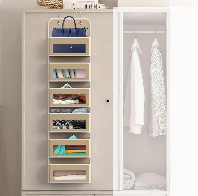 for 6 Clear Window Pocket Over Closet Door Storage Hanging