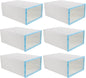 MAGICLULU 6pcs Stackable Shoe Boxes with Blue Frame Thickened Plastic Shoe Storage Containers for Women Closet Organization