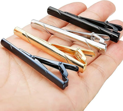 Mens Classic Tie Clips Long Styles Tie Pins Minimalist Necktie Tie Bar Clasp Clip Clamp Pins Gift For Men Business Party Wedding Best Gift and Daily Life(Gold)