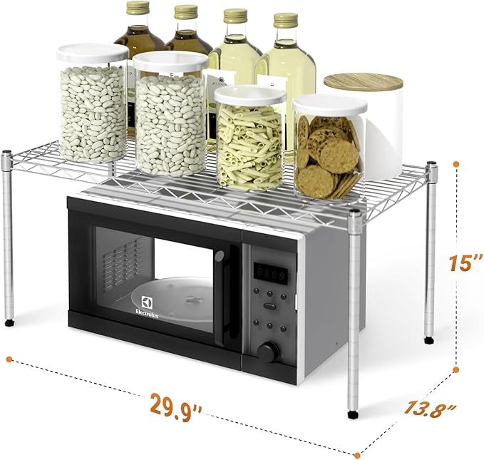 YSSOA 1-Tier Shelving Unit, 29.92" W x 13.78" D x 14.96" H Steel Organizer Wire Rack, Chrome
