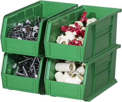Akro-Mils 30230 AkroBins Plastic Storage Bins, Space-Saving Stackable Bins for Garage, Pantry, Craft Organization, 11" x 5" x 5", Green, 12-Pack