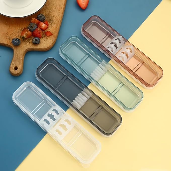 4 Pack Travel Utensil Holder Carrying Case with Slot Stand Storage Box Organizer for Outdoor Reusable Tableware Kit Portable Flatware Cutlery Set Camping Knife Fork Spoon Chopsticks Utensils