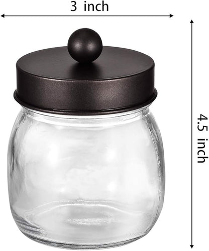 SheeChung Small Mason Jars with Lids - Qtip Holders Set, Bathroom Jars, Bathroom Organizers and Storage for Q-tips, Cottons, Floss, Balls, Cotton Swabs - Bronze