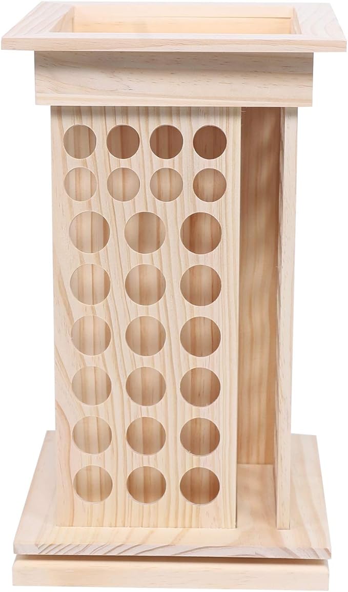Wooden Essential Oil Display Rack 104-Hole, 8 Tiers Rotating Pine Organizer for Home, Beauty Salon, Perfume Store, Hold 5ml & 15ml Bottles, Space-Saving Countertop Holder, Easy Access, 9.44*15.74in