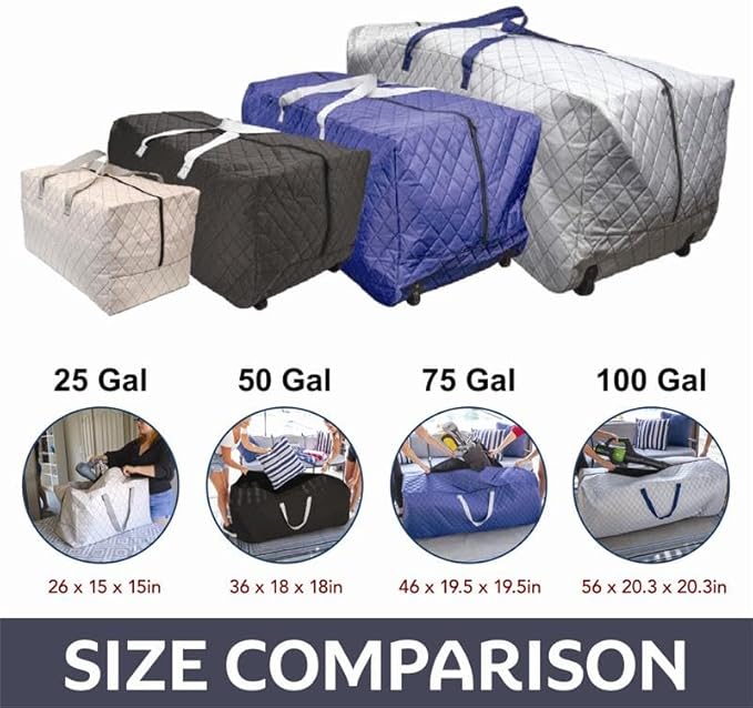 Simple Living Solutions 75 Gallon Rolling Storage Bag with Wheels, Heavy Duty Quilted Extra Large Moving & Storage Tote, Collapsible Zippered Storage Bag for Clothes, Bedding & Holiday Decor