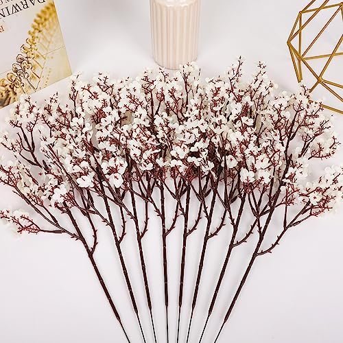 Babys Breath Artificial Flowers, 8 Bundles White Real Touch Fake Flowers Silk Flowers Bulk for Vase Home Office Wedding Spring Indoor Outdoor Centerpiece Table Party Decorations - Image 6