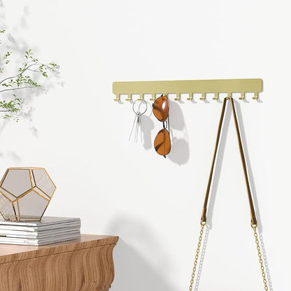 Bussdis Necklace Holder Hanging Jewelry Organizer: Self-Adhesive Wall Organizer for Necklaces, 2 Pack, Gold