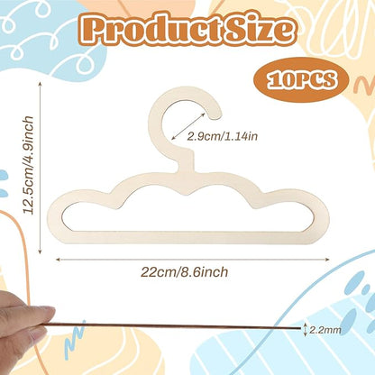 10 Pcs Wooden Hangers for Baby Closet, 8.6 inch Cute Wood Clothes Hangers, Anti-Slip Closet Organizer for Kids