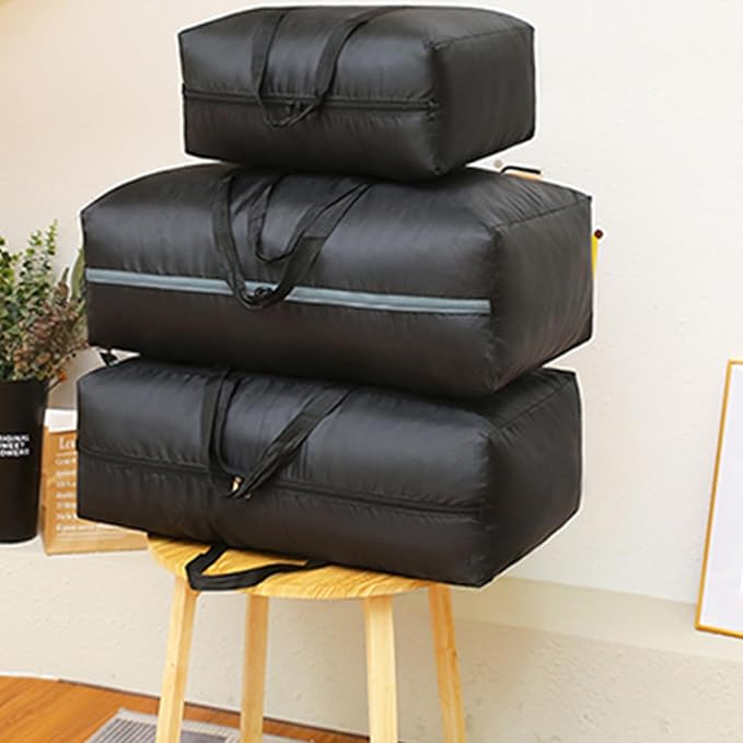 Dorm Packing Bags Black Jumbo Moving Bags Heavy Duty 180L Reusable Comforter Oxford Cloth Size Waterproof Storage Bags (2 Pack)