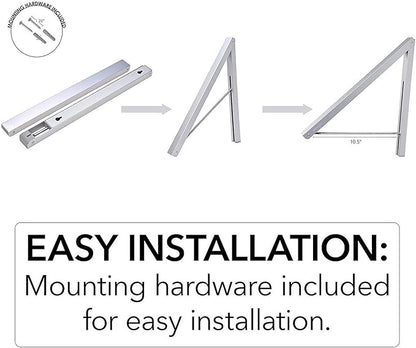 Single Foldable Clothing Rack, Wall-Mounted Retractable Clothes Hanger for Laundry Dryer Room, Hanging Drying Rod, Small Collapsible Folding Garment Racks, Dorm Accessories (Chrome)