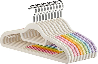 Ergocar Plastic Hanger Rainbow Anti -Slip Non -Traceless Hanger Saves Space Hanger Heavy Colored Hanger Suitable for Shirts, Dress, Gravita Hanger, Durable Versatile Color Clothes Hanger