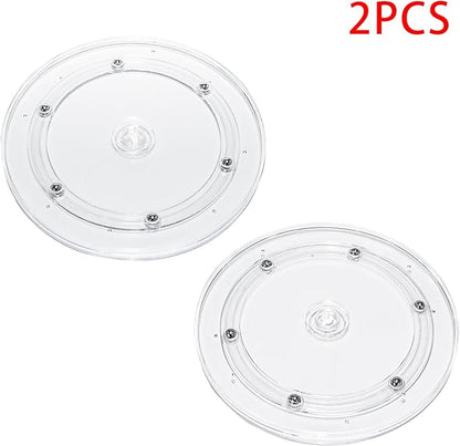 2 Pcs Clear 7 inch Acrylic Lazy Susan Rotating Turntable Organizer Bearings - Round Swivel Plate for Spice Rack, Table, Cake, Kitchen Pantry