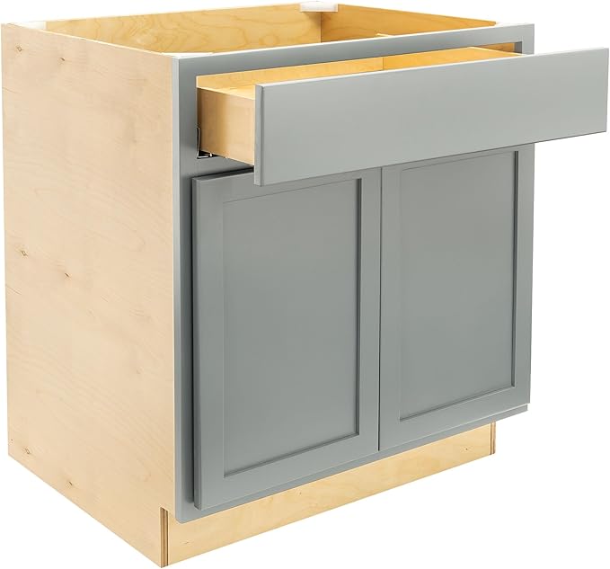 Quicklock RTA (Ready-to-Assemble) | Base Kitchen Cabinets - Shaker Style | Made in America (Magnetic Gray, 30" Wx34.5 Hx24 D Base)