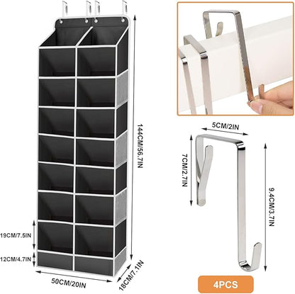 8-Layer Over The Door Shoe Organizer with 16 Compartments, Pockets Heavy-Duty Non-Woven Fabric Hanging Shoes Storage Rack,Hanging Shoe Rack Space Saving Shoe Storage for Bedroom Closet Bathroom