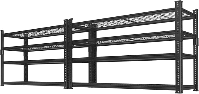 Storage Shelves Heavy Duty 2 PCS, 48"L x 18"W x 60"H Garage Wire Shelving Unit Loads 2640LBS, 4-tier Adjustable Metal Industrial Utility Shelf Rack for Kitchen, Laundry, Pantry, Warehouse, Basement