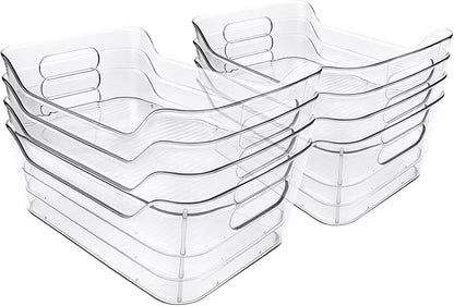 8 Pack Acrylic Pantry Storage Bins, Storage Bins for Cabinets, Clear Bins for Pantry, Cabinets, Organizing, Fridge, Kitchen (7.9” x 5.5” x 3.2”)