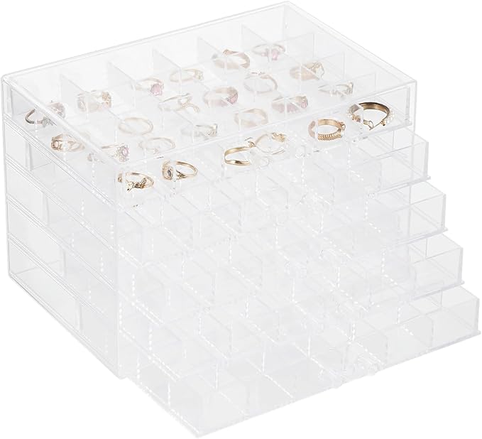 Homaisson Earring Storage Box Organizer, Acrylic Jewelry Storage Box Holder with 5 Drawers, Transparent Jewelry Display Stand with 120 Small Compartments, Earring Gift Box for Women