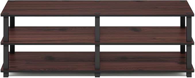 Furinno TURN-S-TUBE Shoe Rack, 3-Tier Wide Shoe Organizer, Open Shelf Rectangular Shoe Storage Rack, 11.6 x 47.2 x 15.4, Toolless Assembly, for Closet Entryway, Office, Garage, Dark Cherry