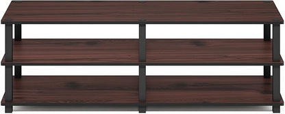 Furinno TURN-S-TUBE Shoe Rack, 3-Tier Wide Shoe Organizer, Open Shelf Rectangular Shoe Storage Rack, 11.6 x 47.2 x 15.4, Toolless Assembly, for Closet Entryway, Office, Garage, Dark Cherry