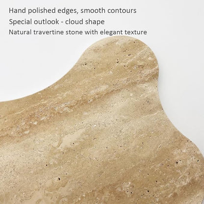 Cloud Shaped Travertine Vanity Tray, 13.3 x 8.3 Inch Natural Stone Decorative Catchall Tray for Bathroom Countertop, Beige Marble Jewelry Dish Perfume Tray for Coffee Table Dresser Nightstand