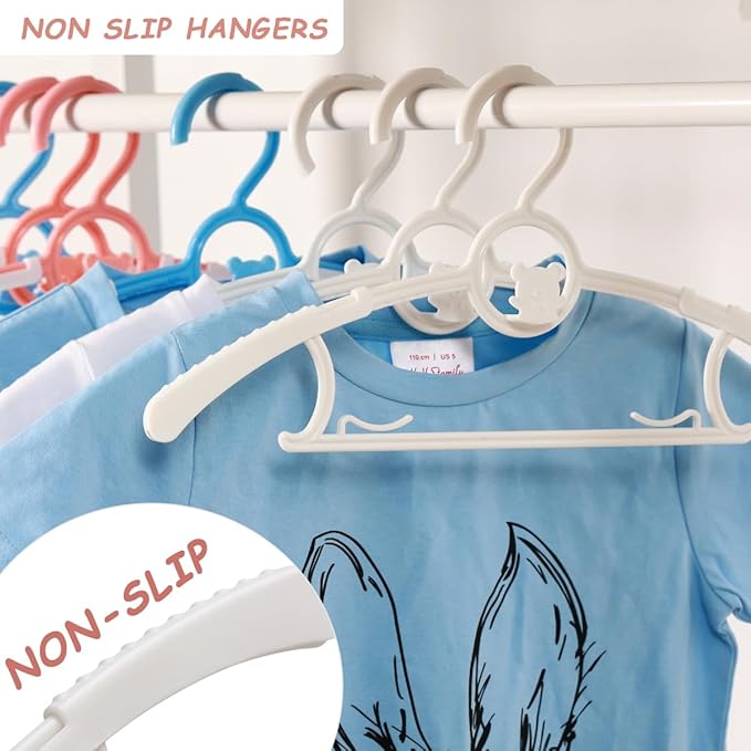 Baby Hangers for Nursery Closet 80 Pack Plastic Kids Clothes Hanger Space Saving Non Slip Extendable Toddler 11-14” Adjustable Hangers Heavy Duty Clothing Infant Hanger Bulk, White