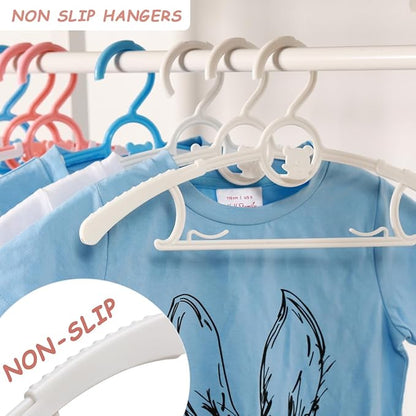 Baby Hangers for Nursery Closet 80 Pack Plastic Kids Clothes Hanger Space Saving Non Slip Extendable Toddler 11-14” Adjustable Hangers Heavy Duty Clothing Infant Hanger Bulk, White