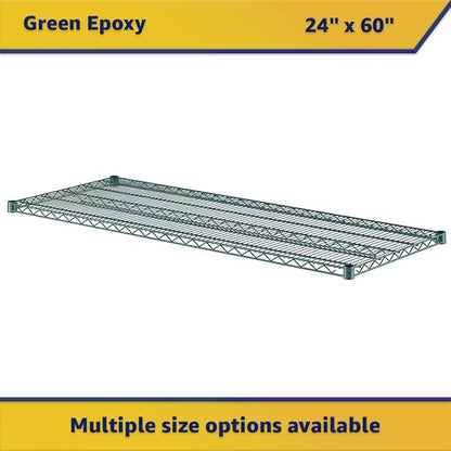 (2-Pack) 24" x 60" Green Epoxy Additional Heavy Duty Wire Shelving, Wire Shelf for Shelving Units, NSF Replacement Shelves for Rack