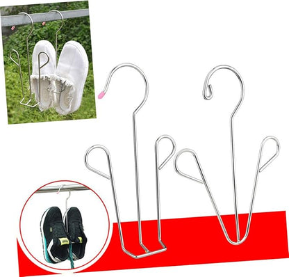 PRETYZOOM Shoe Drying Rack Set Over The Door Organizer 2pcs Stainless Steel Hangers for Shoes Drying Rack
