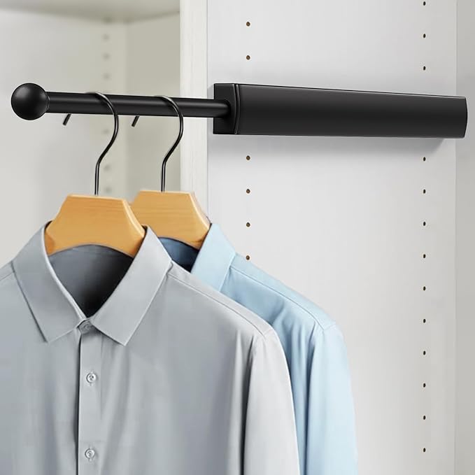 TYRON 14 Inch Valet Rod for Closets Pull Out, Closet Valet Rod Slide Out For Hanging Clothes(1 Pack, Black)